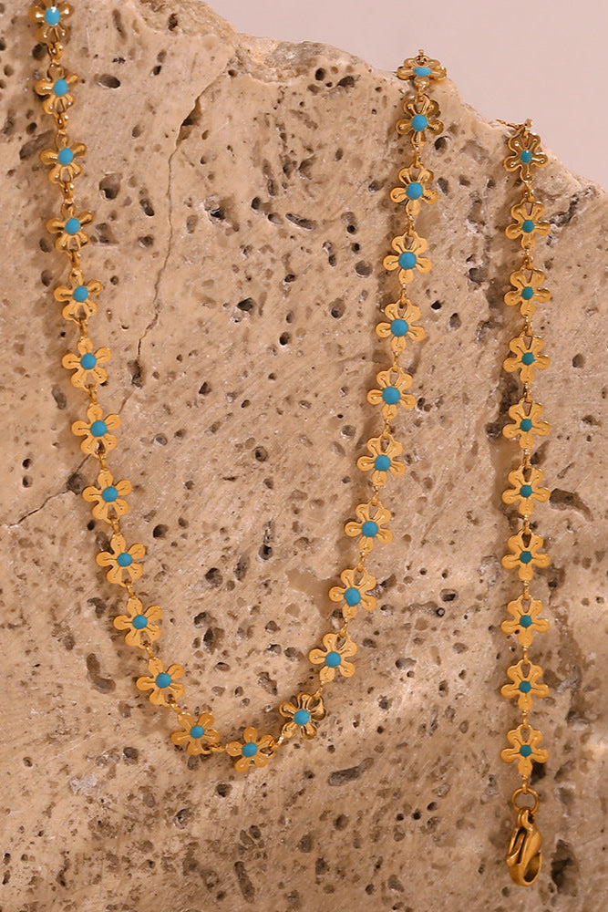 Turquoise Stamen Chain Necklace