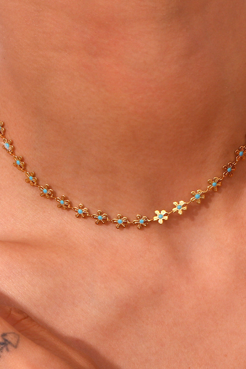 Turquoise Stamen Chain Necklace