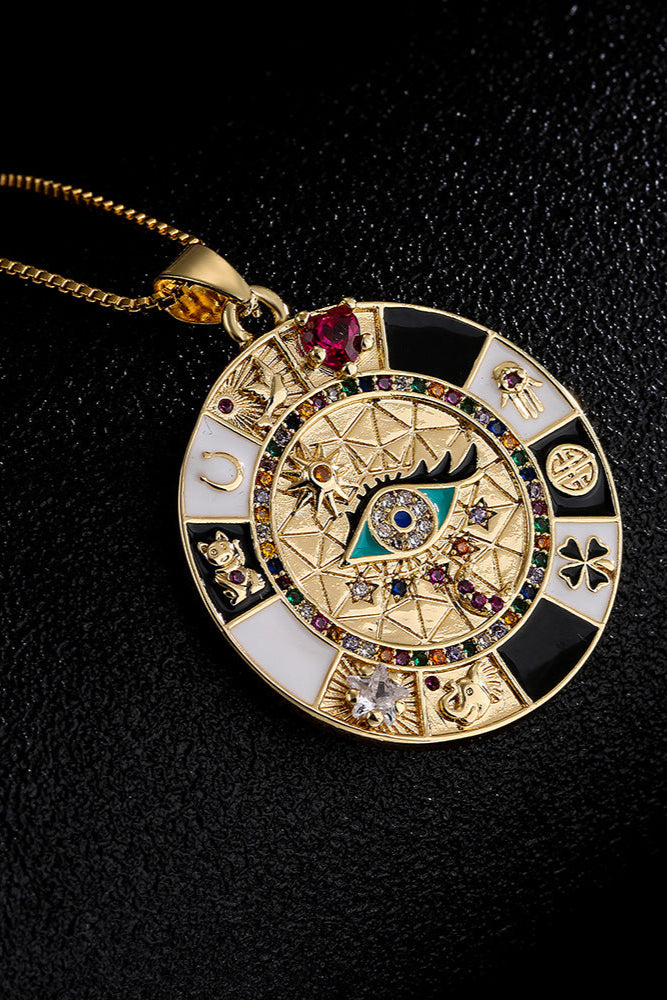 Round Disc All-Seeing Eye Pendant Necklace