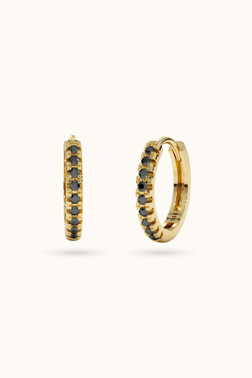 14k Black Gold Mini Hoops Huggie Earrings