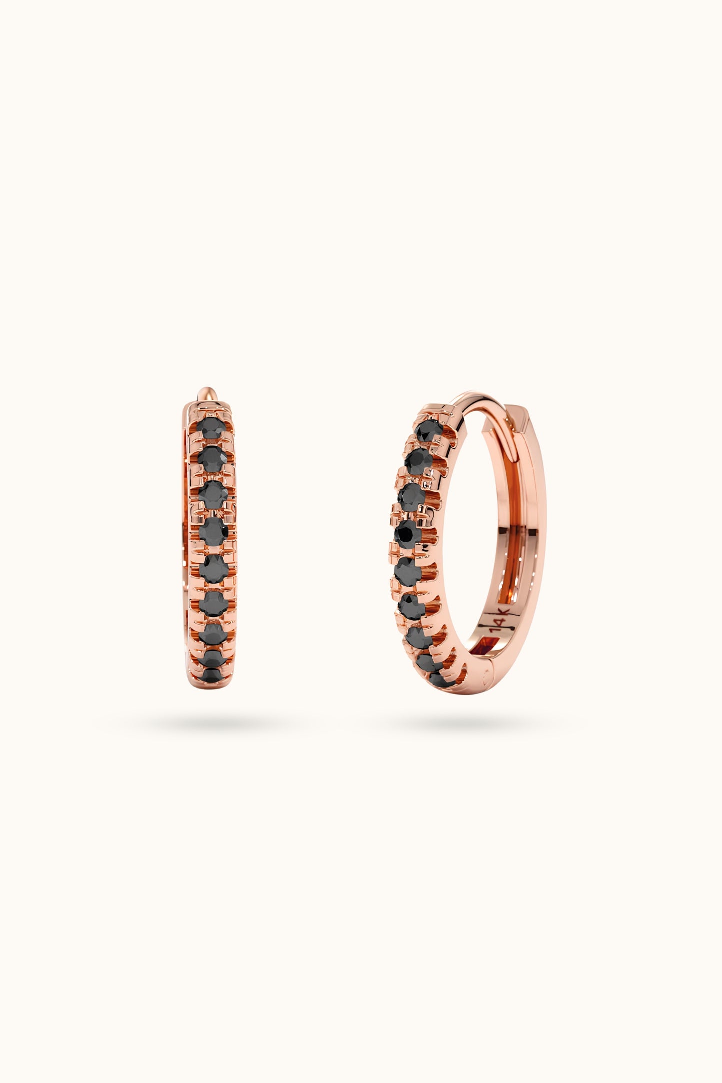 14k Black Gold Mini Hoops Huggie Earrings