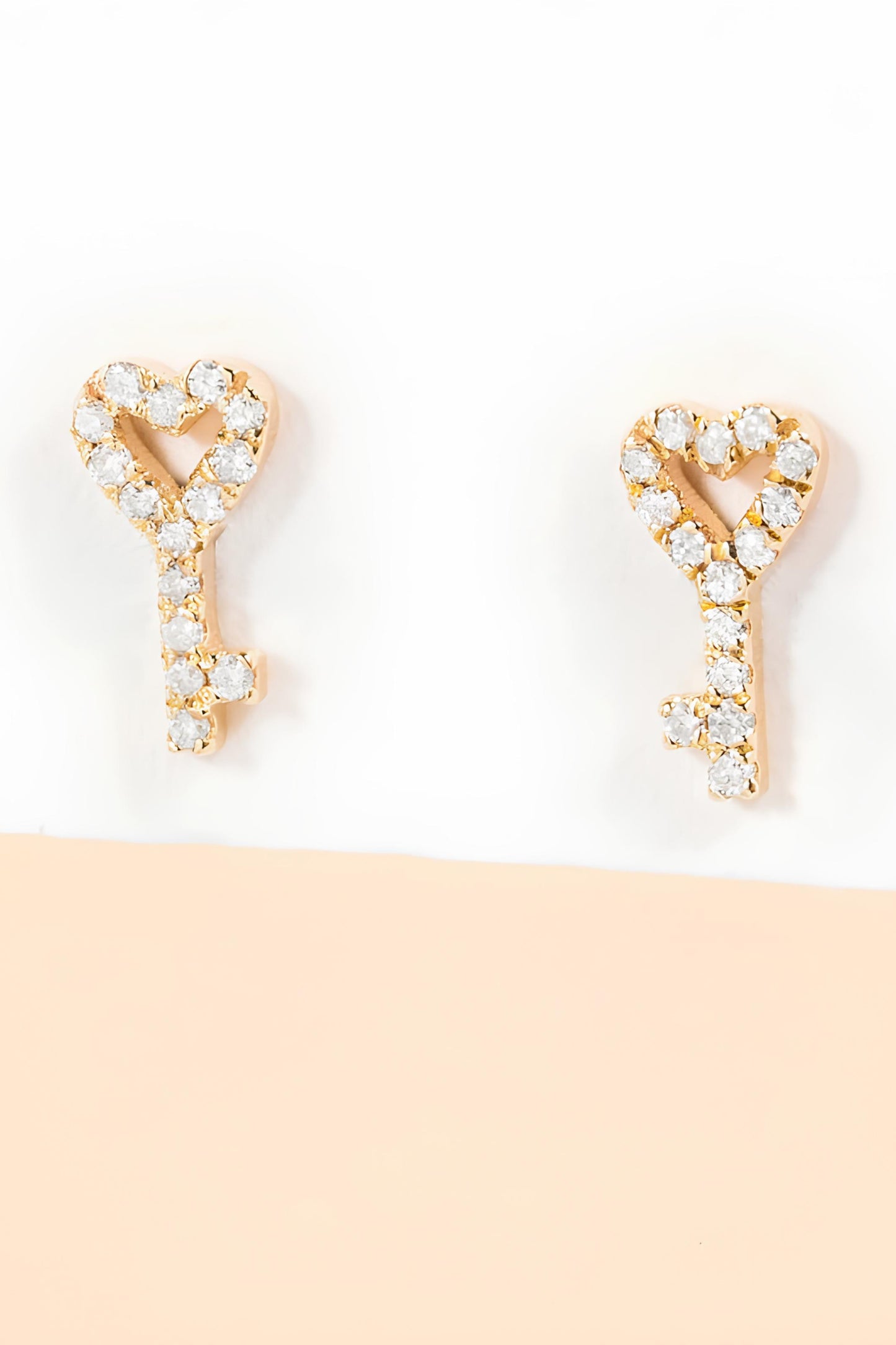 14k Gold Small Diamond Key Earrings