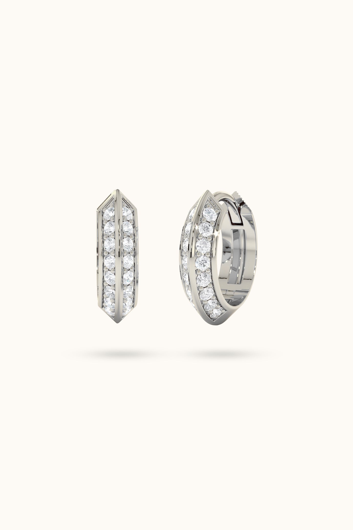 14k Unique Diamond Hoop Earring