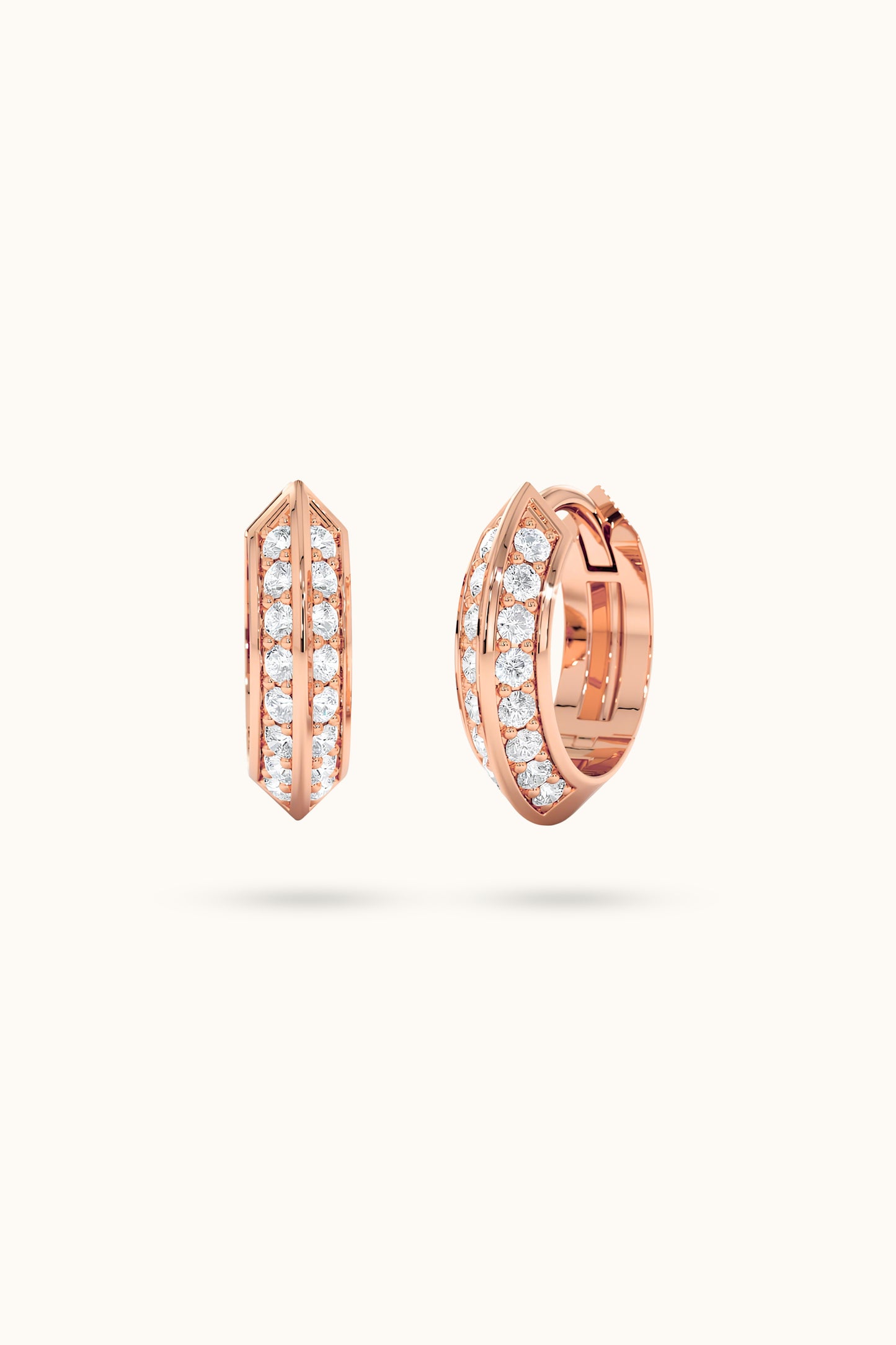 14k Unique Diamond Hoop Earring