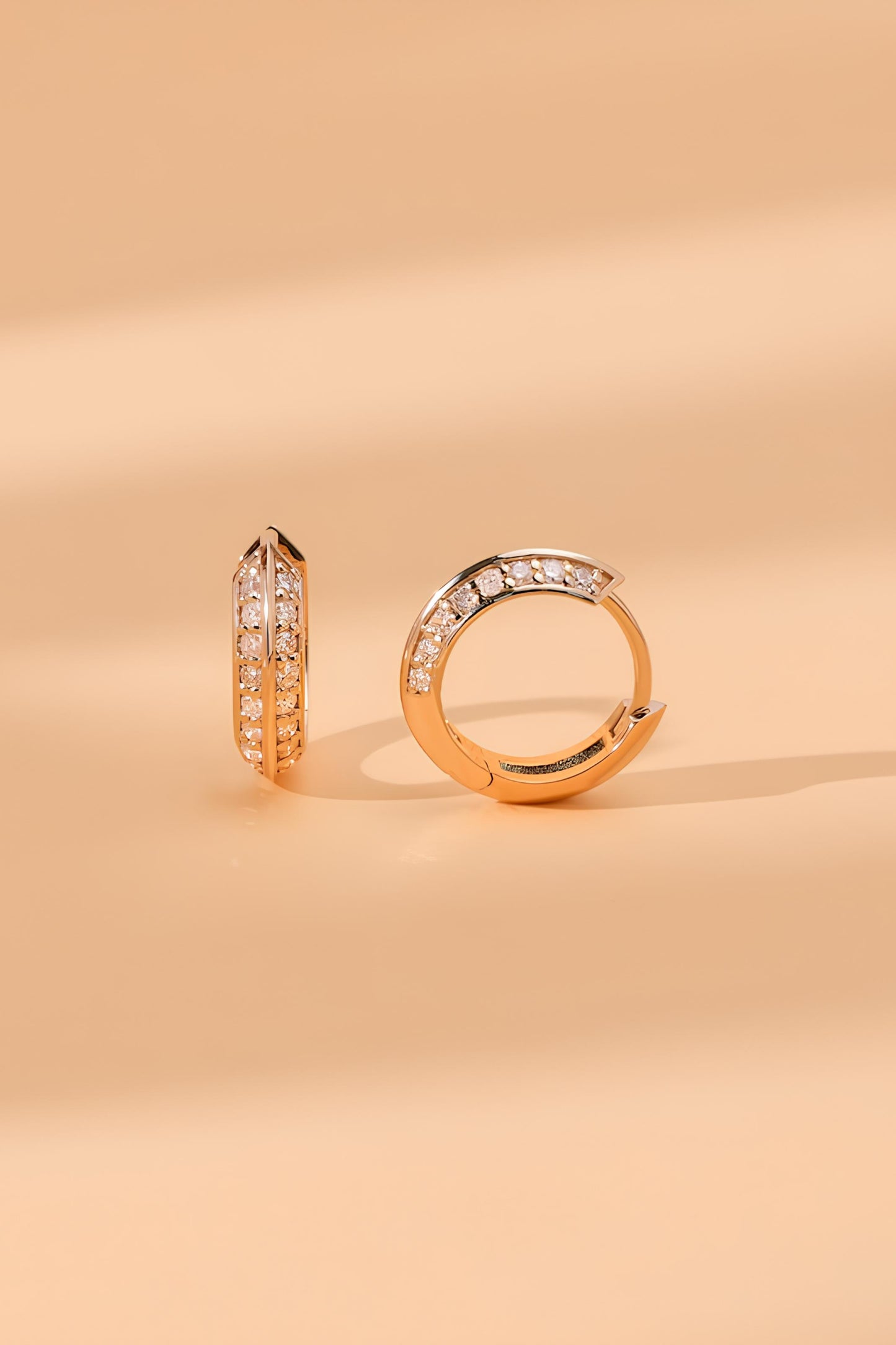 14k Unique Diamond Hoop Earring