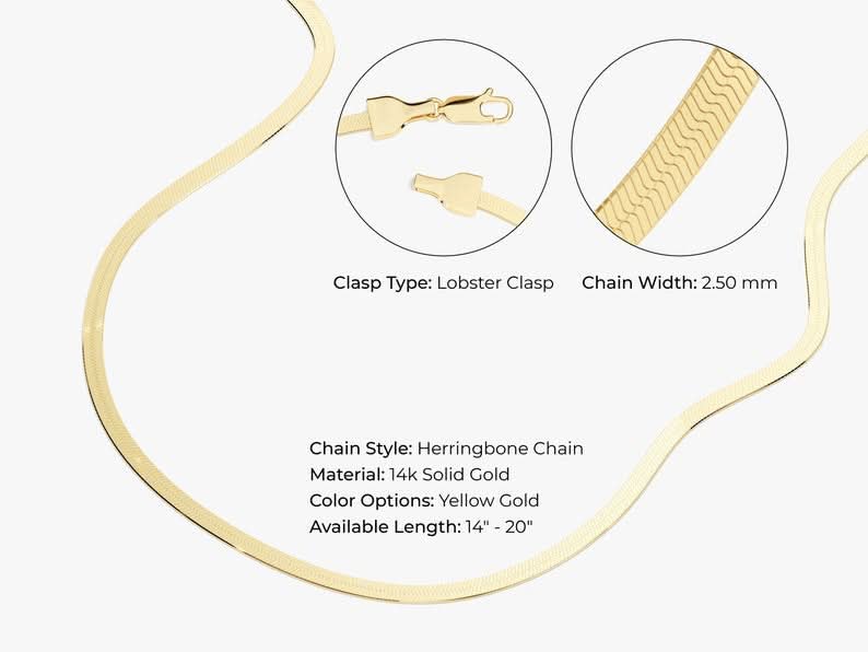 14K Herringbone Chain Necklace
