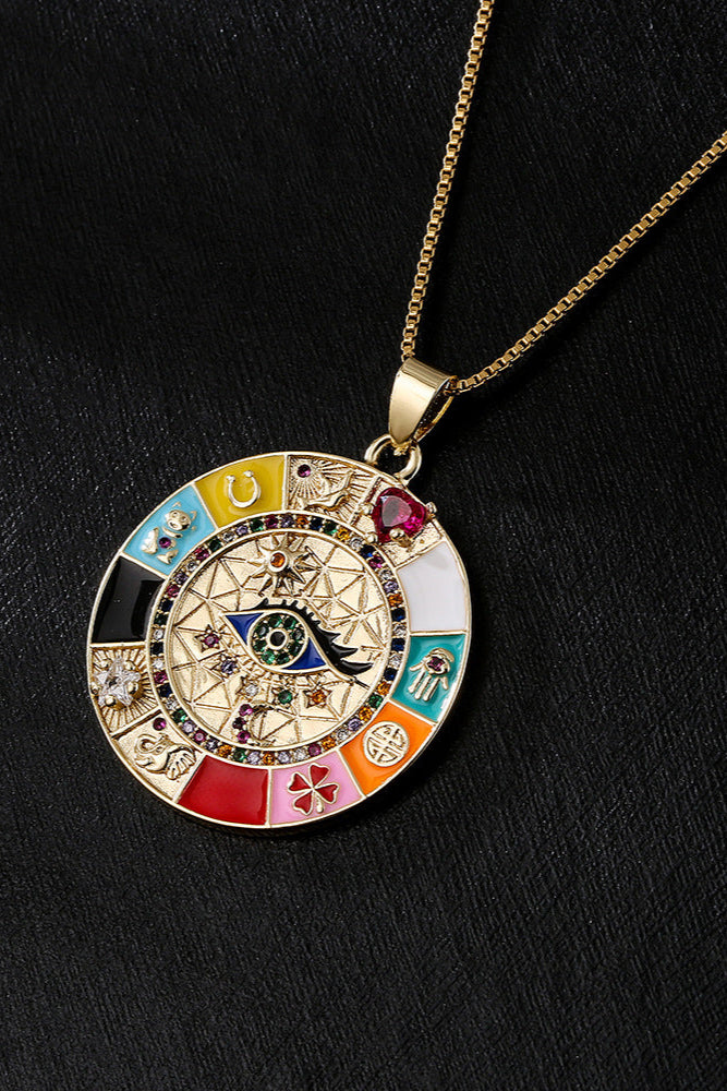 Round Disc All-Seeing Eye Pendant Necklace