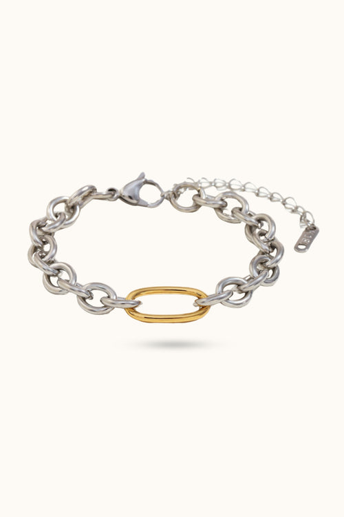 O-shaped Chain and Paperclip Clasp Spliced Bracelet
