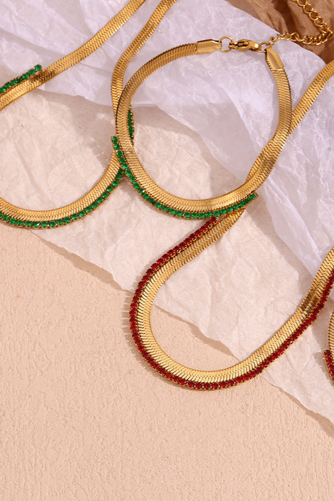 Zircon fishbone pattern spliced necklace