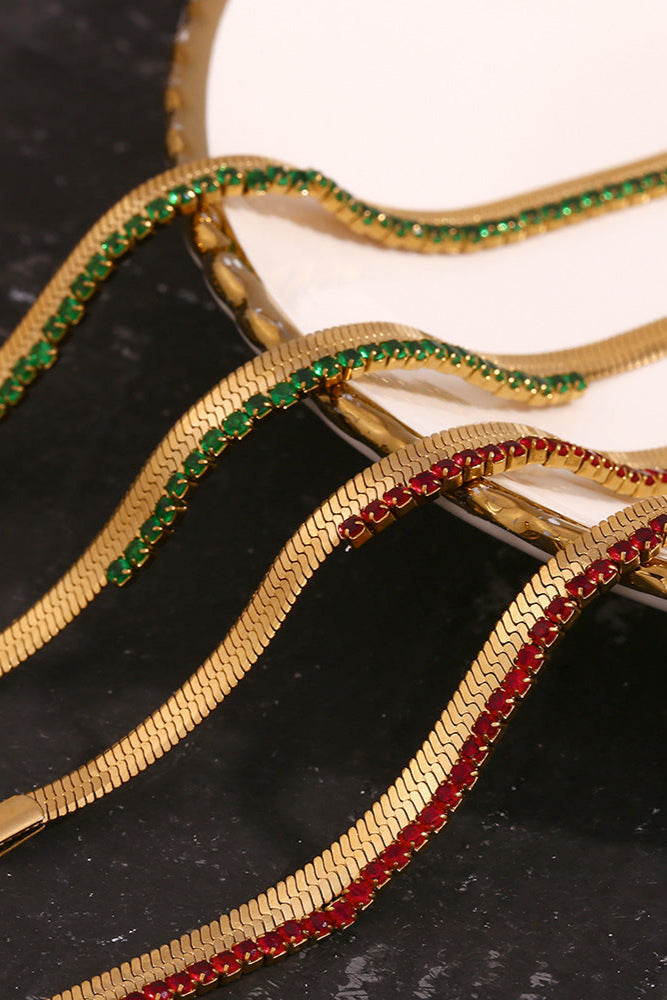 Zircon fishbone pattern spliced necklace