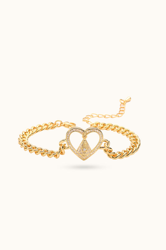 Cuban chain heart bracelet