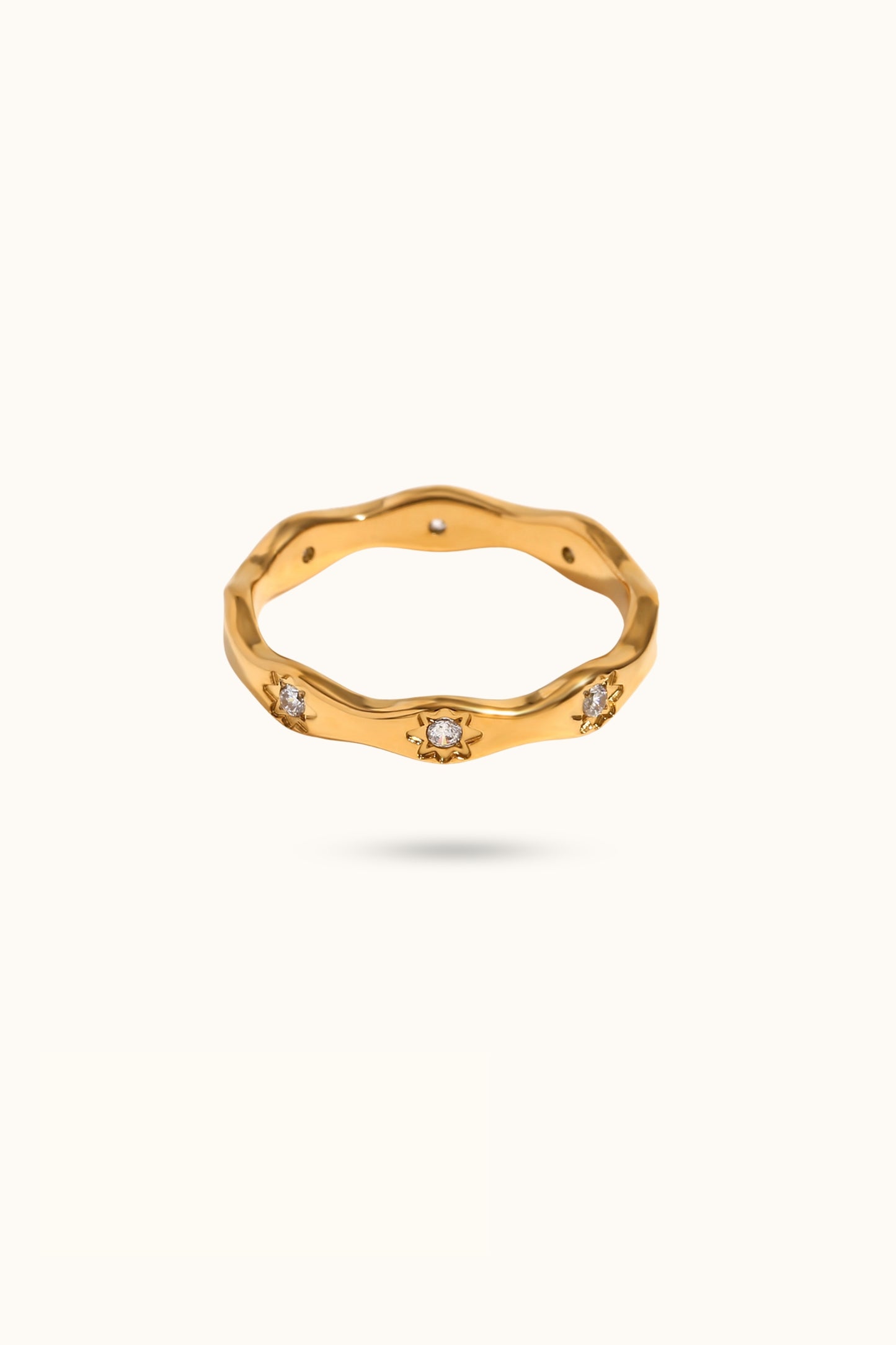 Wavy Eight-Pointed Star Stacking Ring