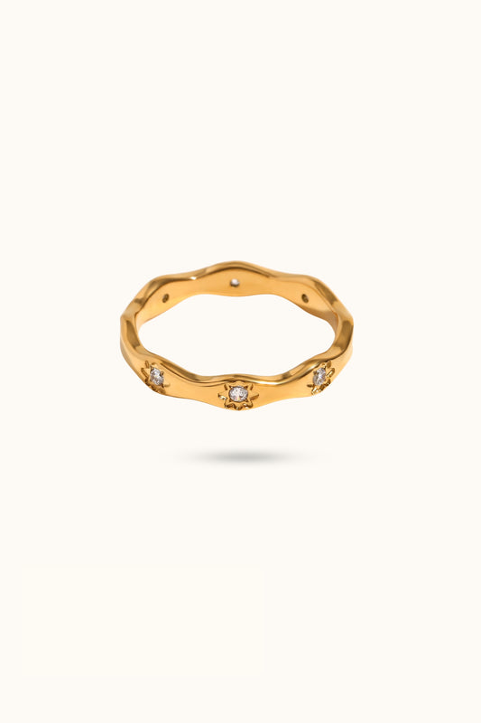 Wavy Eight-Pointed Star Stacking Ring