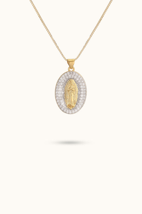 Diamond Holy  Mother Pendant Necklace