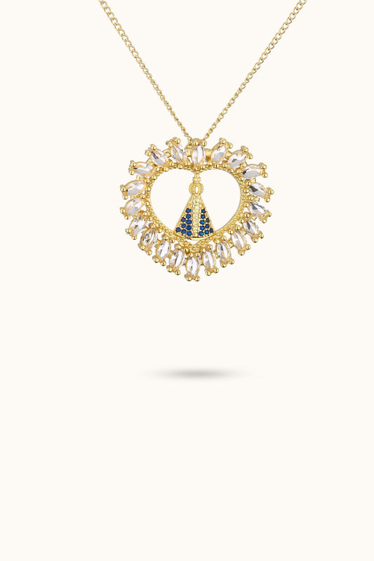 Heart Diamond San Madonna Pendant Necklace