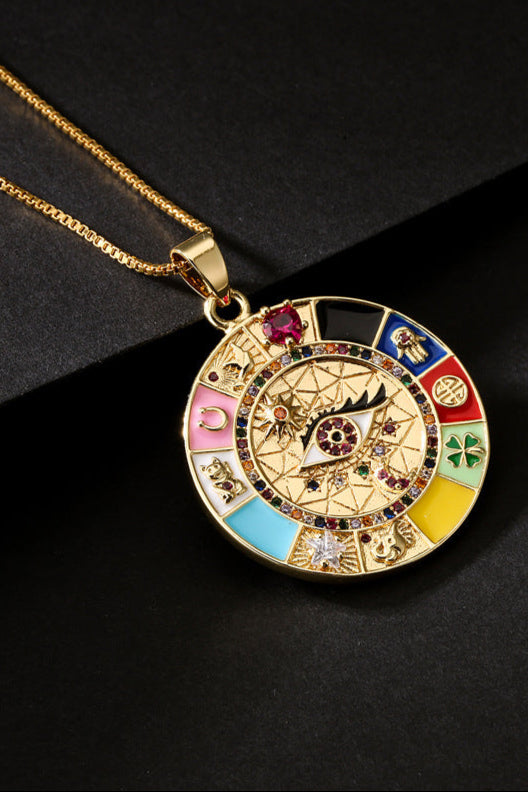 Round Disc All-Seeing Eye Pendant Necklace