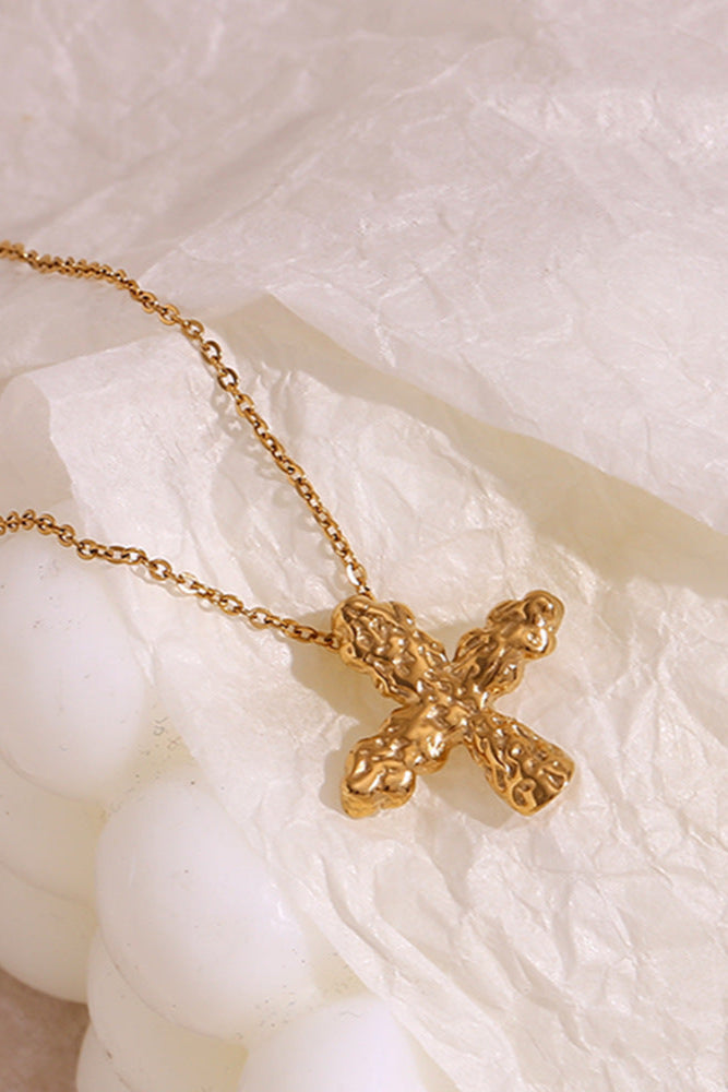 Hammered classic cross necklace