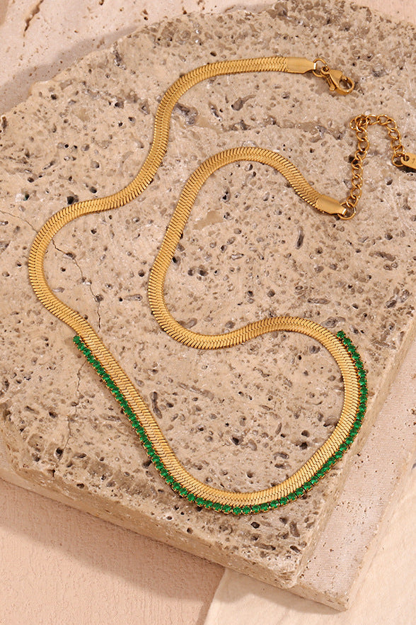 Zircon fishbone pattern spliced necklace