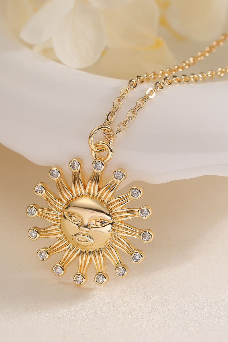 Sun Mask Brick Pendant Necklace