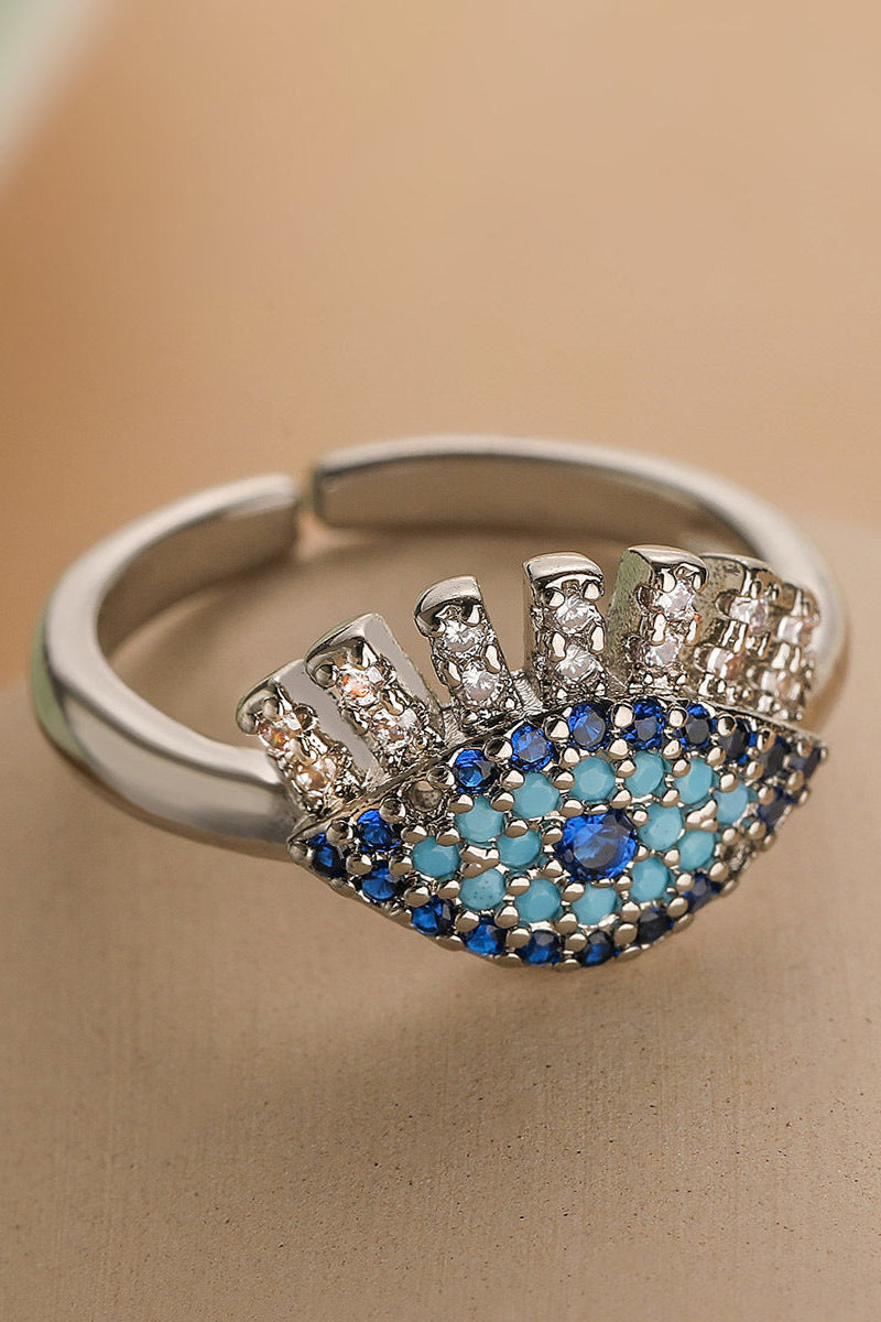 Gold and Diamond Evil Eye Open Ring