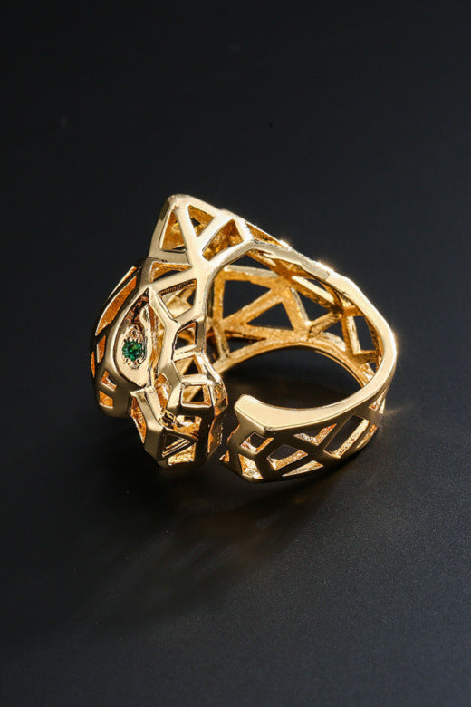 Hollow leopard ring