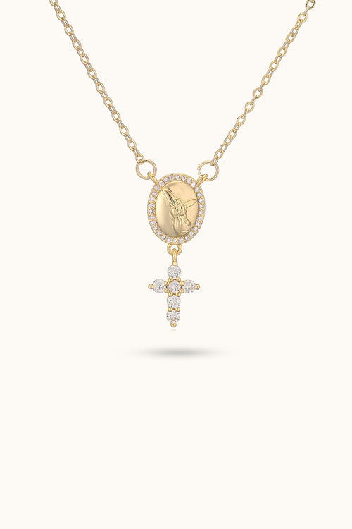 Angel Diamond Cross Pendant Necklace
