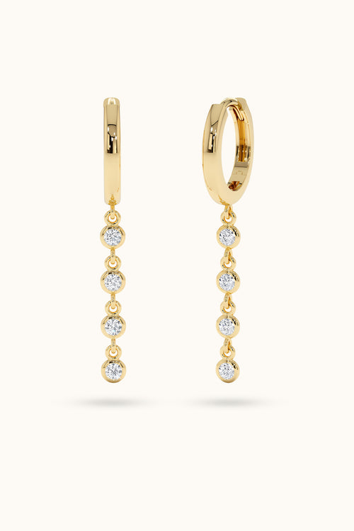 Bezel Diamonds Long Charm Earring