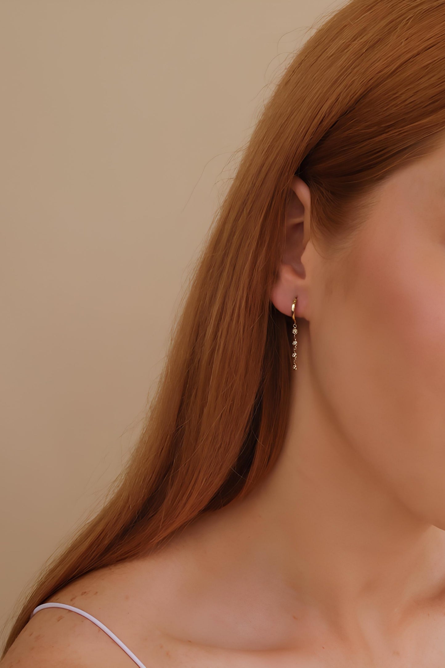 Bezel Diamonds Long Charm Earring