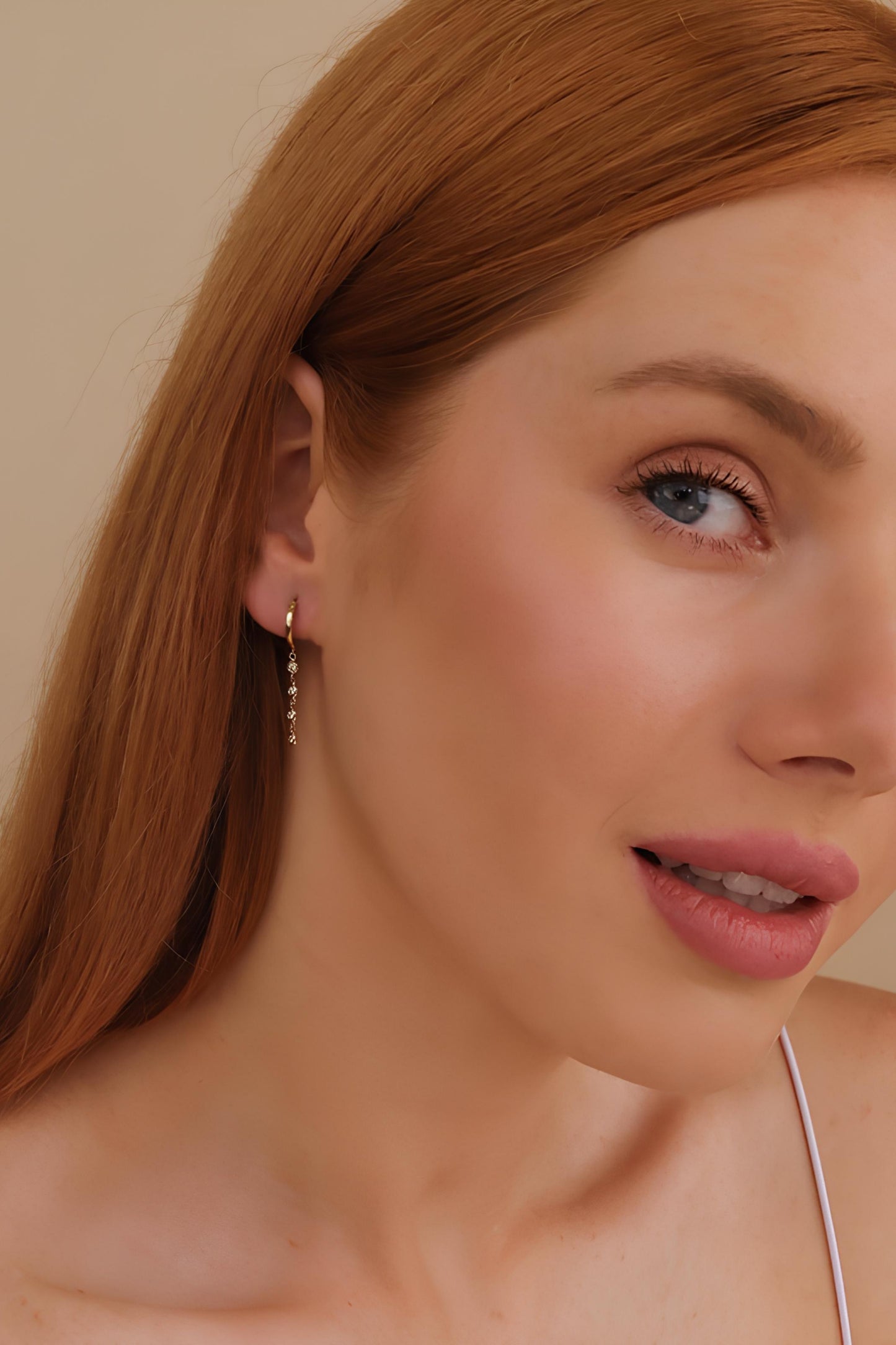 Bezel Diamonds Long Charm Earring
