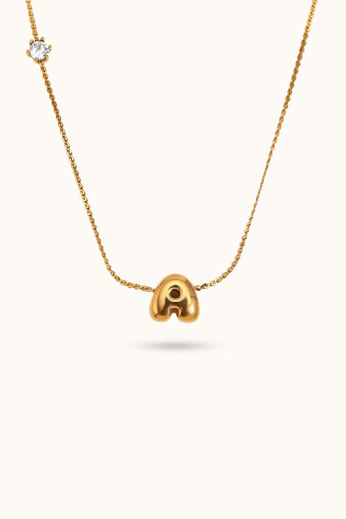 Bubble letter single side zircon S chain necklace