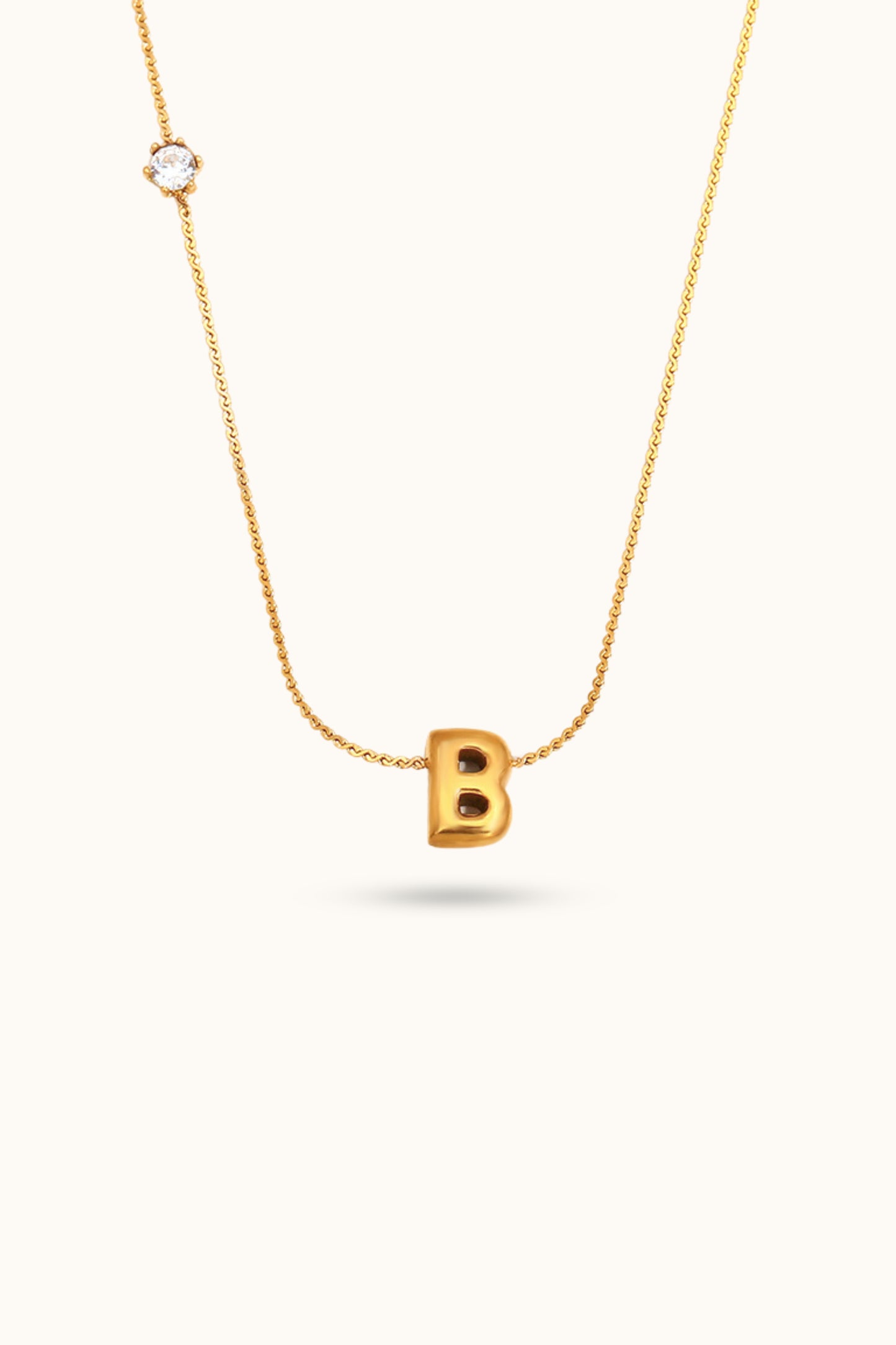 Bubble letter single side zircon S chain necklace