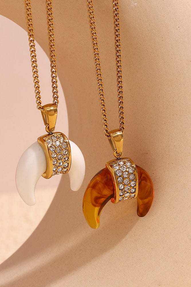 Bullhorn Diamond Pendant Necklace