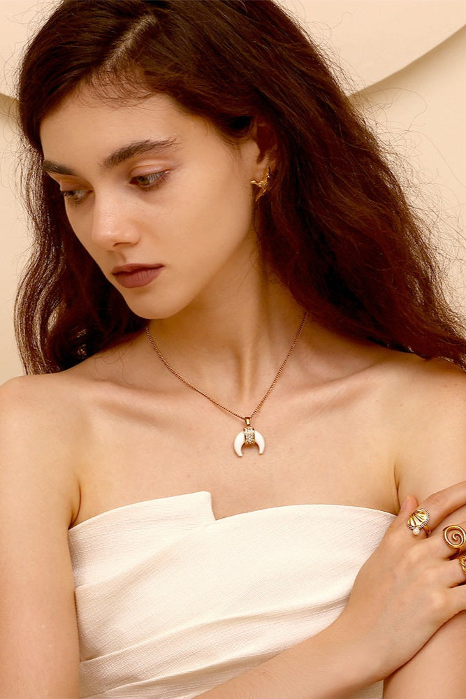 Bullhorn Diamond Pendant Necklace