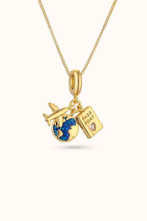 Camera and Passport Travel Pendant Necklace