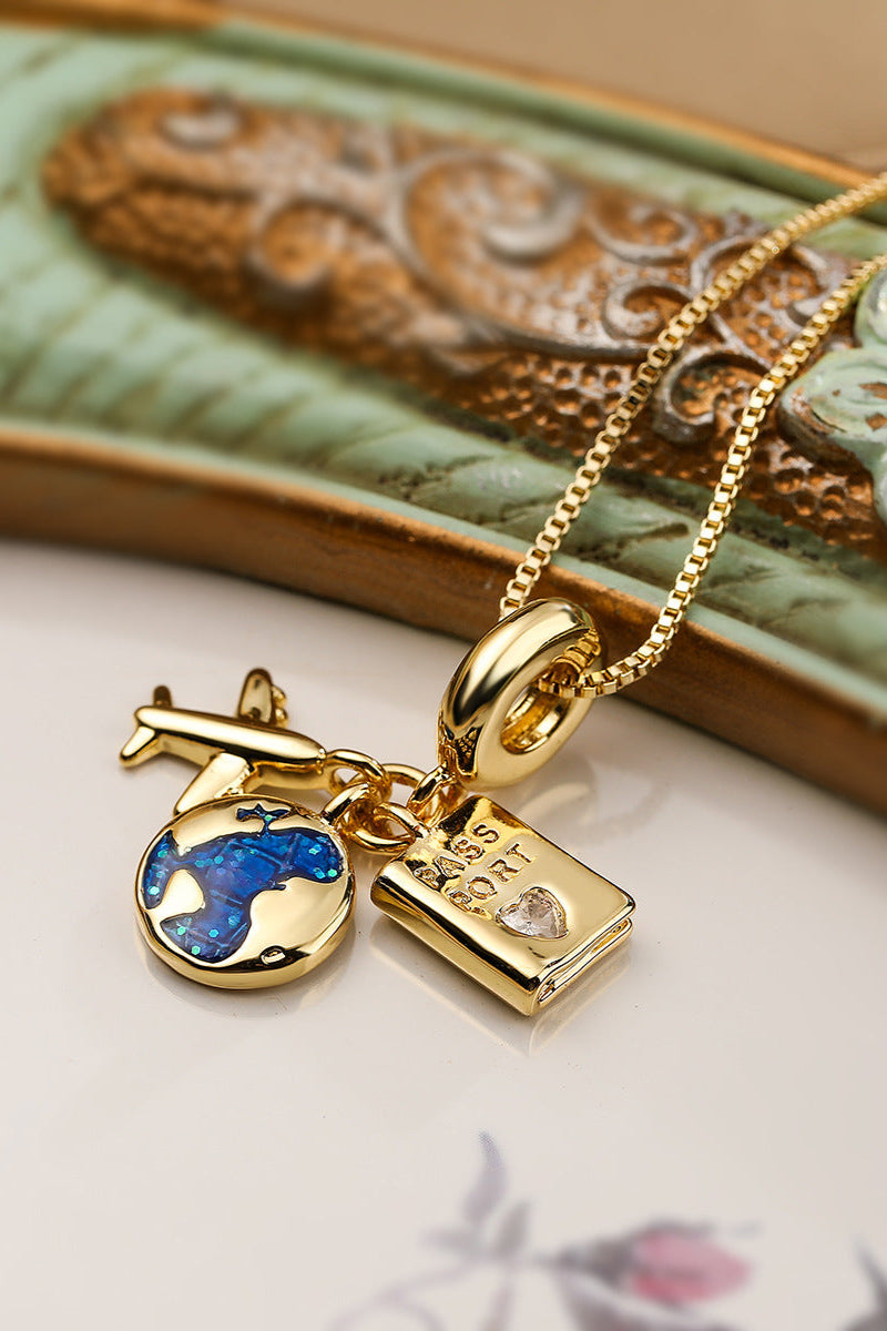 Camera and Passport Travel Pendant Necklace