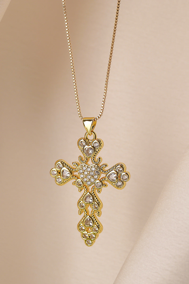 Colored Diamond Fancy Cross Pendant Necklace