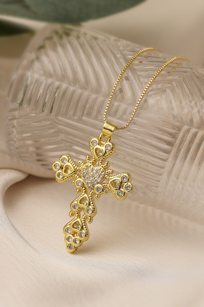 Colored Diamond Fancy Cross Pendant Necklace