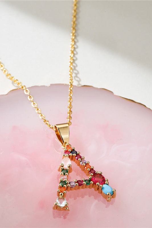 Colored Diamond Initial Name Necklace