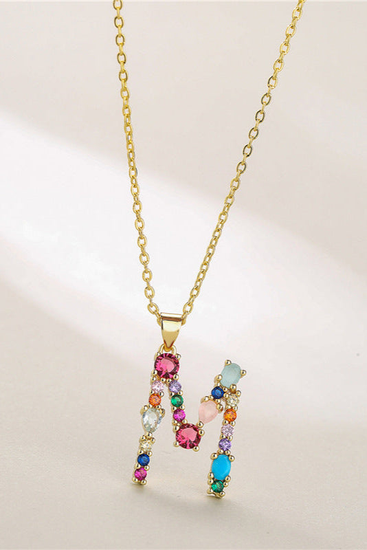 Colored Diamond Initial Name Necklace