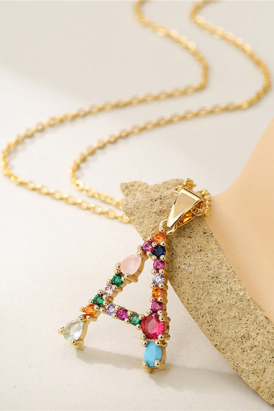 Colored Diamond Initial Name Necklace