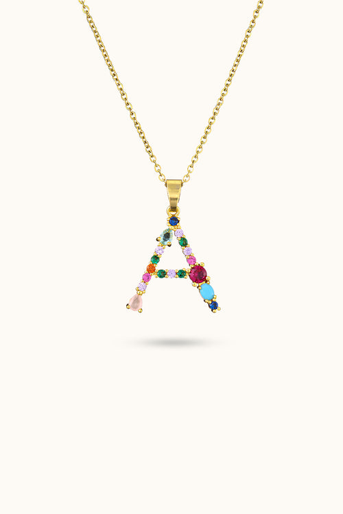 Colored Diamond Initial Name Necklace
