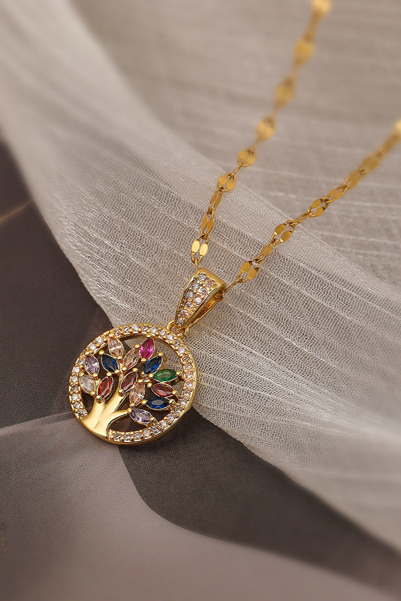 Colored Diamond Tree of Life Pendant Necklace