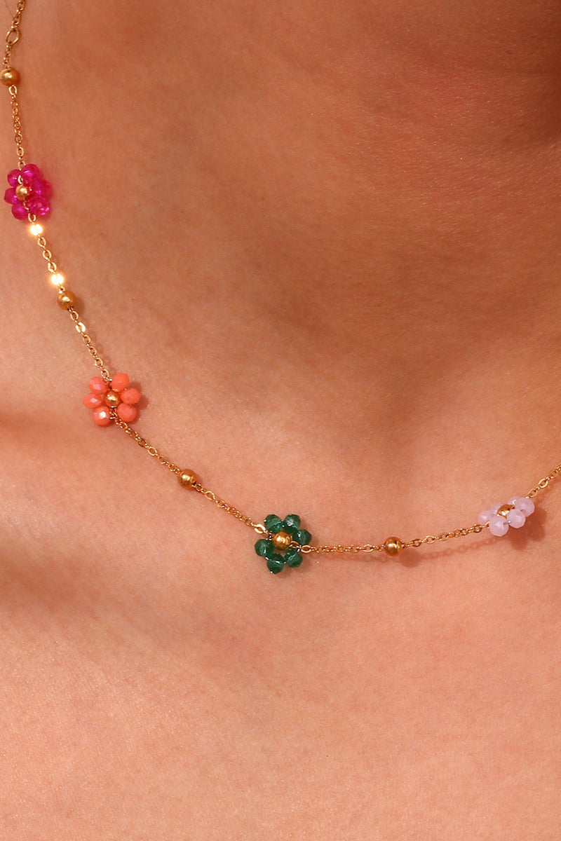 Colorful Flower Beaded Necklace