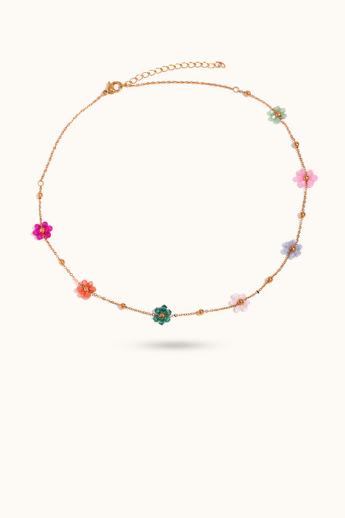 Colorful Flower Beaded Necklace