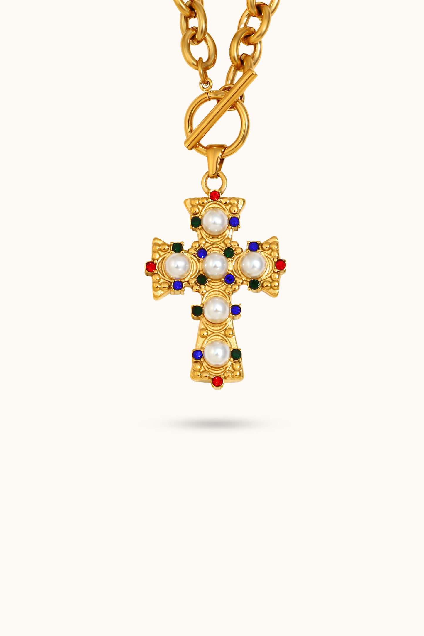 Colorful cross necklace
