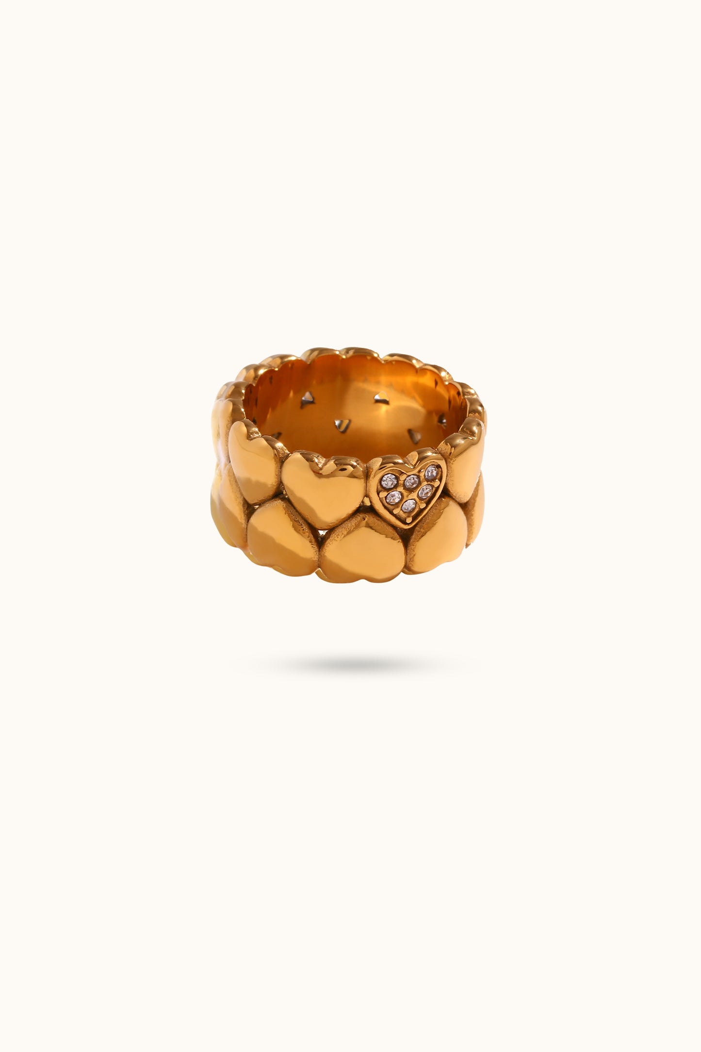 Wide Double Heart Ring