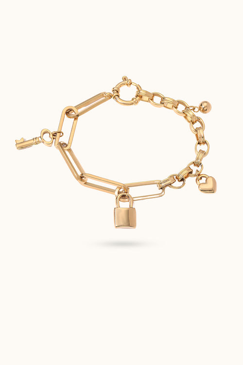 Lock Ring Chain Key Heart Bracelet
