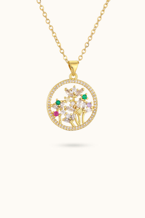 Kabbalah Tree Colored Diamond Pendant Necklace