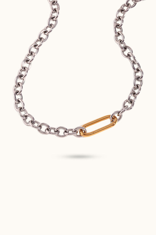 O-shaped Chain and Paperclip Clasp Spliced Necklace