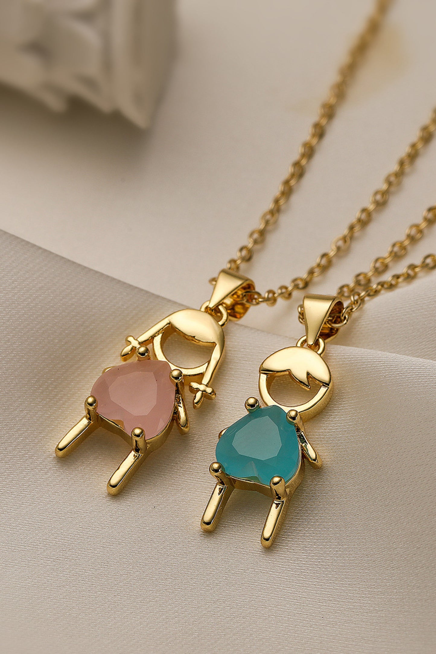 Couple's Cubic Zirconia Pendant Necklace